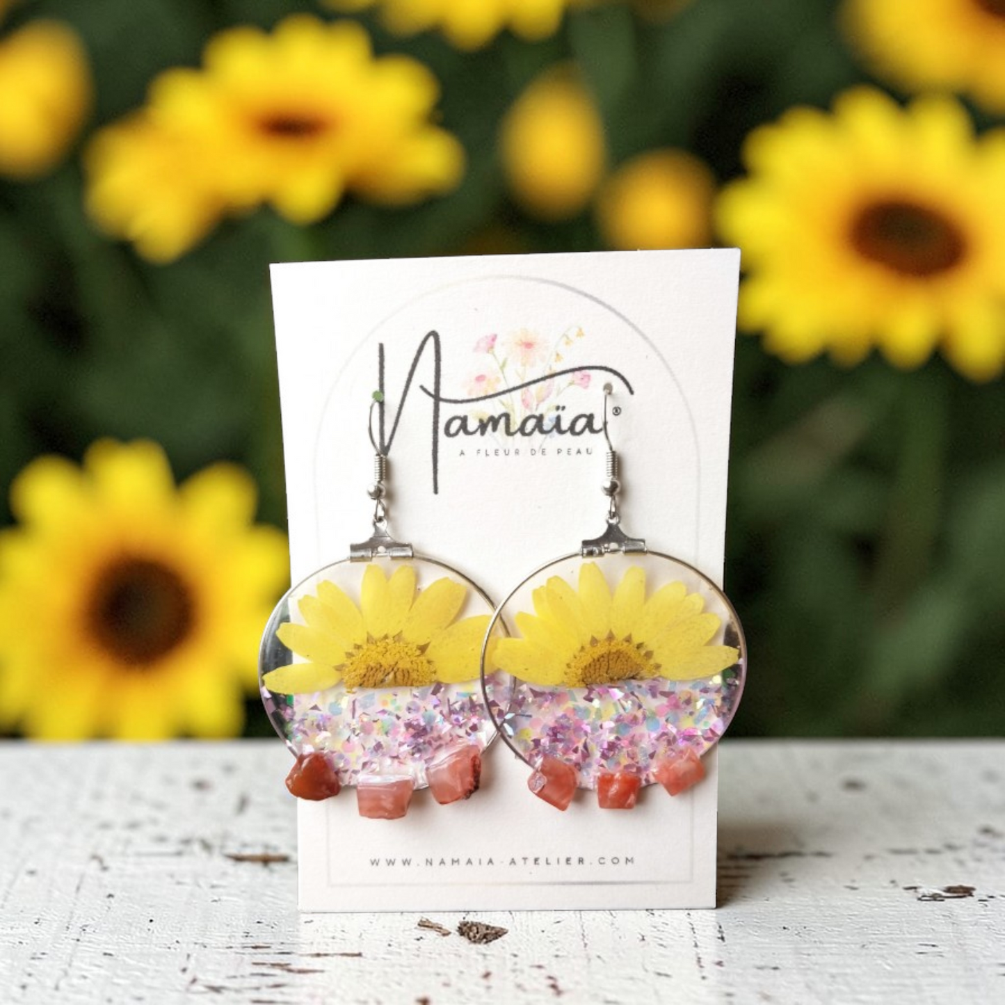 Boucles d'oreilles Agathe rouge